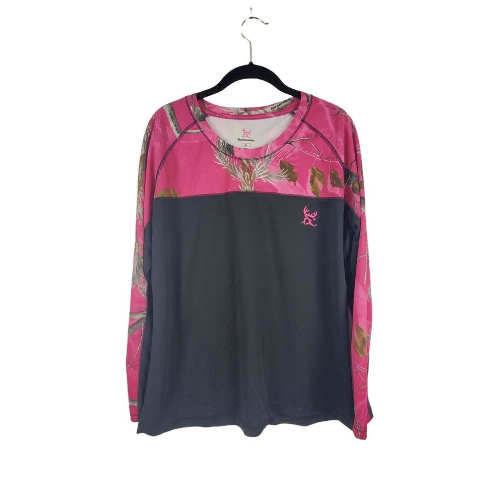 Bushmaster Long Sleeve‎ Pullover Shirt XL Womens Pink Camo Crew Neck Hunting